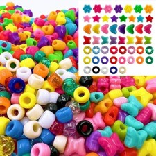 1000pcs 6x9mm pony beads shapes in 5 styles 21 colors, heart, star, bu