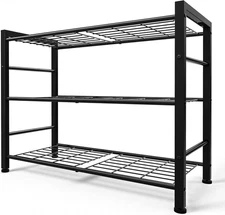 3-Tier Heavy Duty Storage Shelf, Stable Wire Metal Shelving Unit with Adjustable
