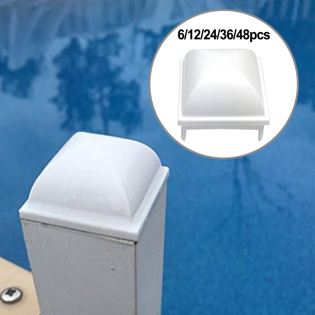 White PP Pool Fence Post Covers Designed for 1 5 Inch Square Hollow Posts Pools