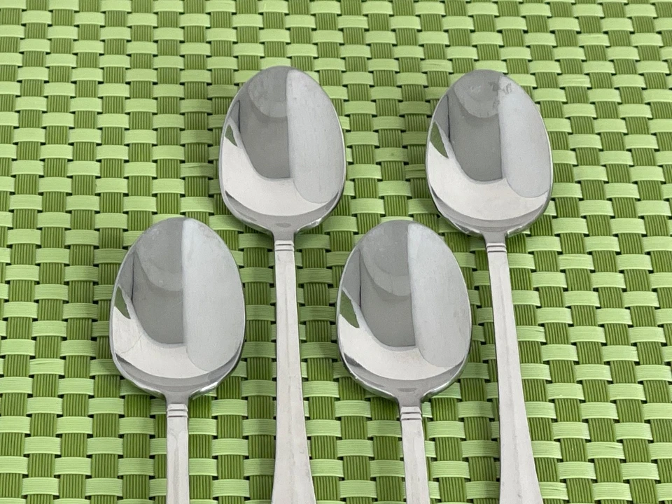 World Tableware MANHATTAN Stainless 4 Iced Tea Spoons WT Art Deco Flatware 7 3/4 - Image 2 of 4