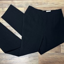 Women's Black Oscar De La Renta Wool Crepe Straight Leg Dress Pants Size 8