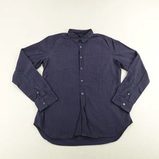 Paul Smith Shirt Mens Large Navy Blue Button Up Floral Inlay Textured Button Up