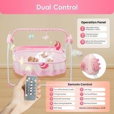 Electric Bluetooth Baby Cradle Swing Bassinet Rocking Crib Infant Bed Portable