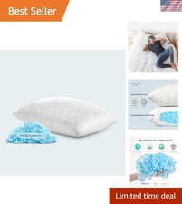 Queen Size Adjustable Shredded Memory Foam Bed Pillow with Cooling Cover, 20x30