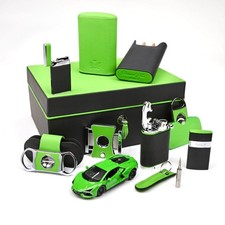Brizard and Co Black and Lime Green Leather Humidor 60 / 70 count Made in USA