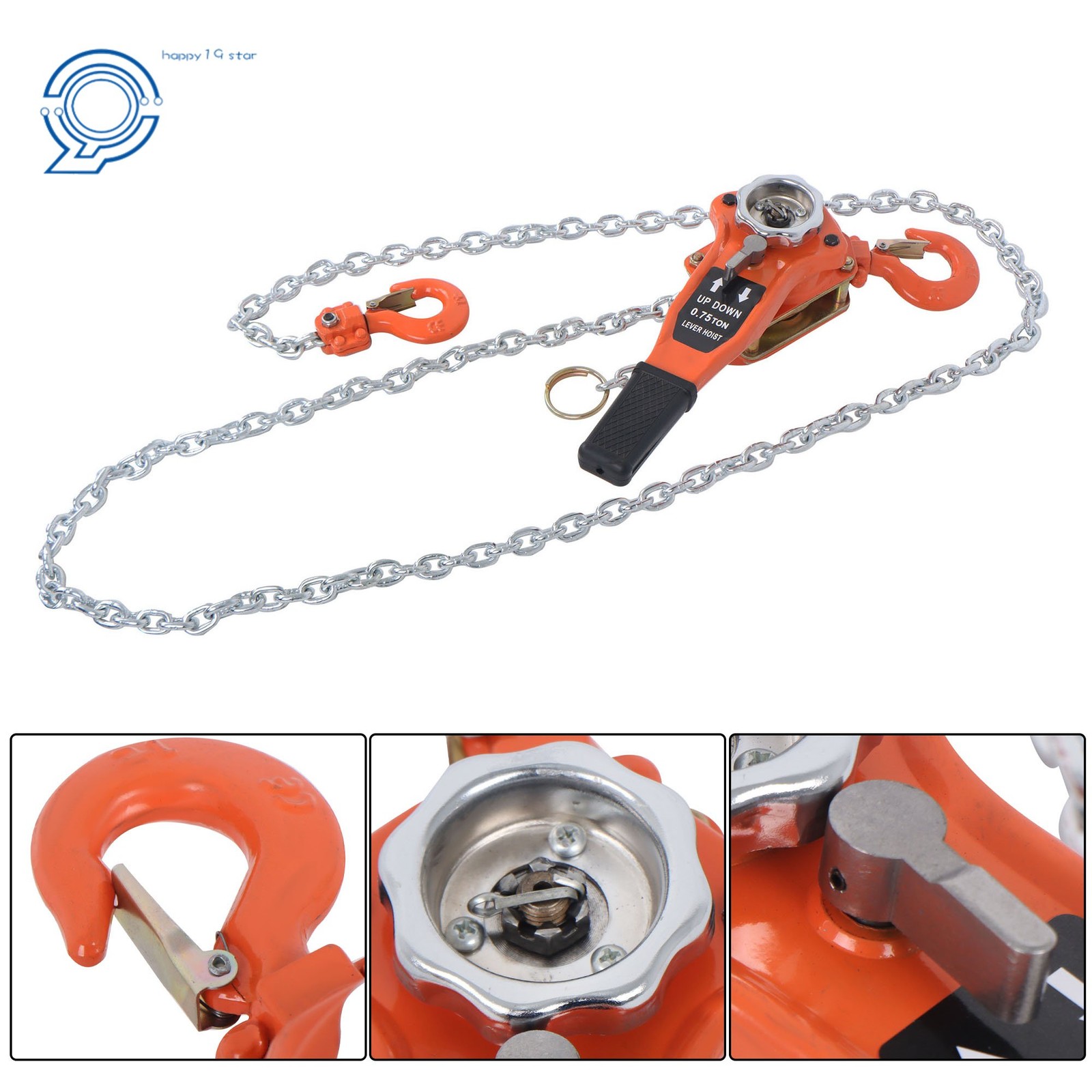 3/4 Ton 1650lbs Manual Lever Chain Hoist 10FT G80 Chain for Garage Factory Dock