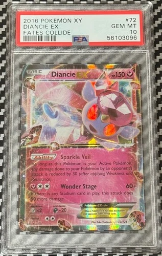 2016 Pokemon XY Fates Collide # 72 Diancie EX Holo PSA 10 Card GEM MINT!