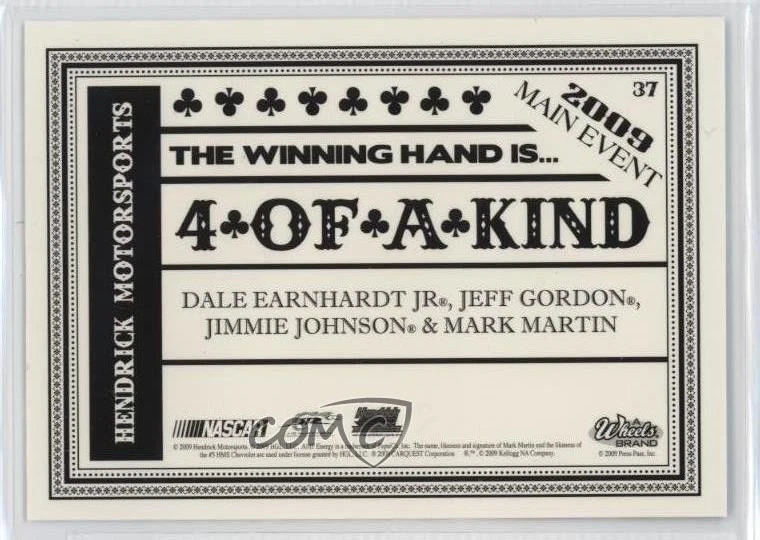 2009 Wheels Main Event Winning Hand Dale Earnhardt Jr Jeff Gordon Jimmie Johnson - Image 2 of 2