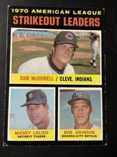 1971 Topps #71 A.L. Strikeout Leaders Mickey Lolich, Sam McDowell, Bob Johnson