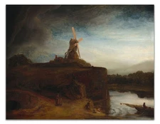 The Mill by Rembrandt Vintage Art Print – Dutch Landscape Windmill Poster