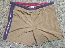 Vintage SPEEDO Mens swim trunks shorts XL Olive Green Black Logo