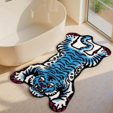Tibetan Tiger Bath Mat Bathroom Rug Soft Non Slip Blue 24"x40"
