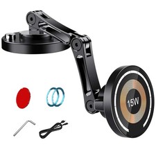 15W Fast Charging Car Mount Phone Holder with Magnetic Attachment for iPhone