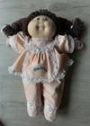 Vintage 1985 Cabbage Patch Kids Brown Yarn Hair Girl Doll Signed Blue Pigtails