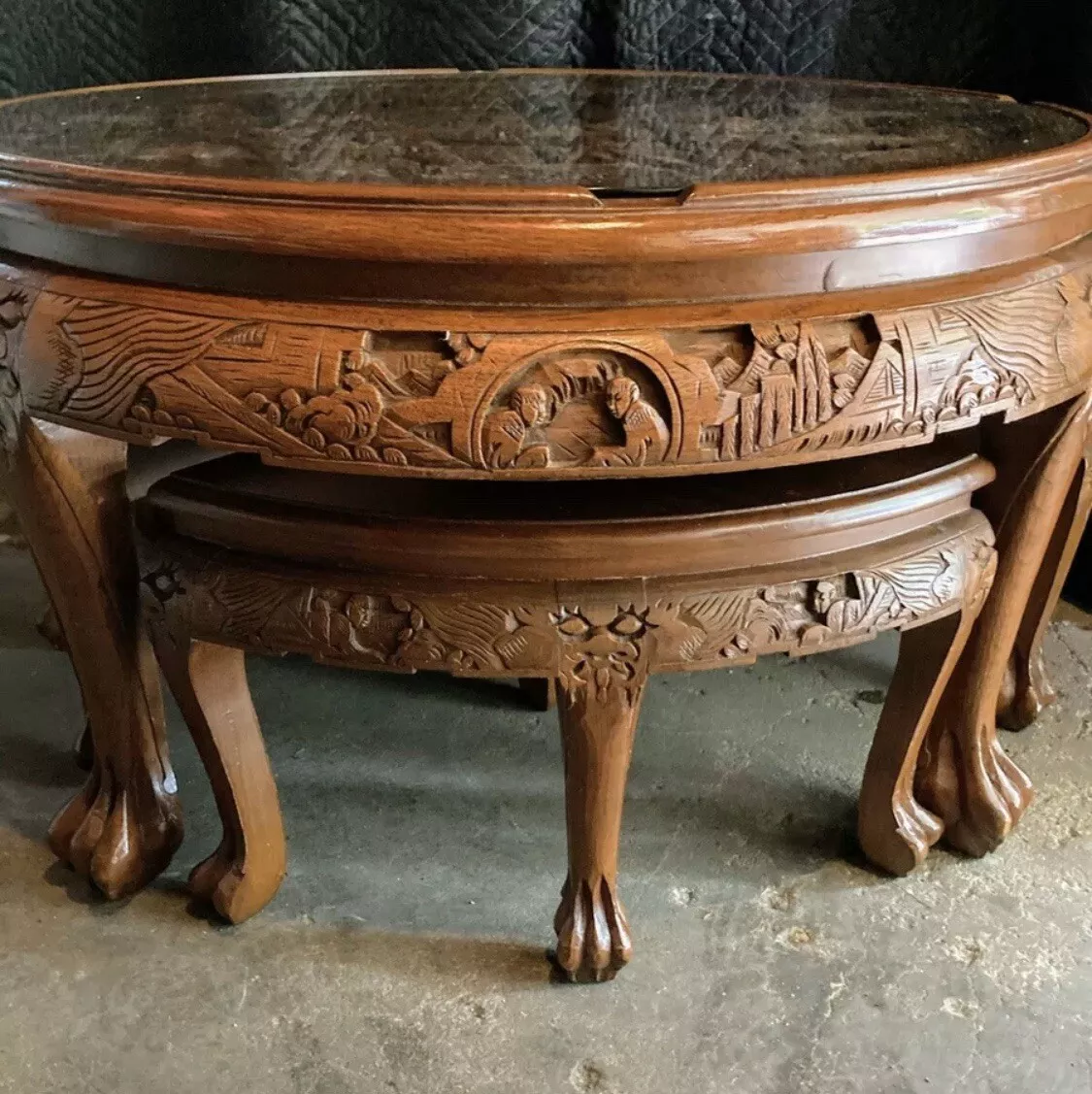 Antique Chinese Hardwood Foot Stool or Very Low Table