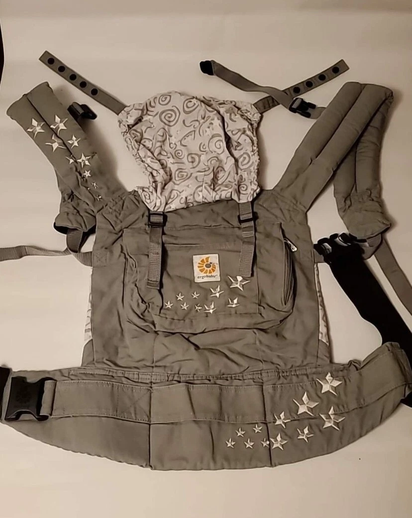 Ergo Baby Carrier Original Galaxy Grey with Embroidered Stars 100% Cotton