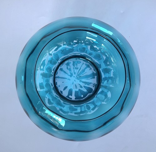 Vintage MCM Empoli Apothecary Blue Glass Jar - Picture 4 of 9