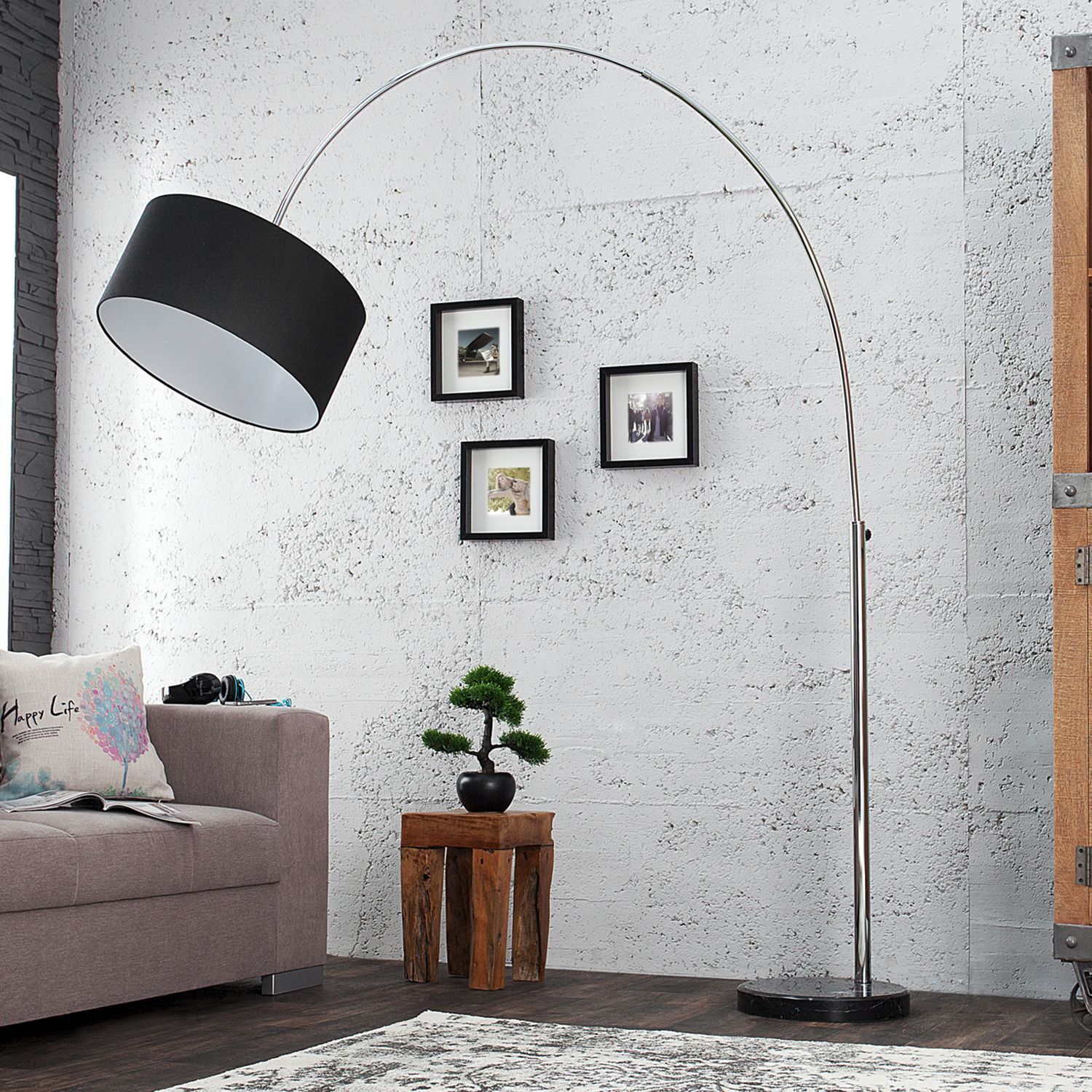 Standlampe 180cm Retro elegant Kippschalter beweglich Wohnzimmer Bogenleuchte