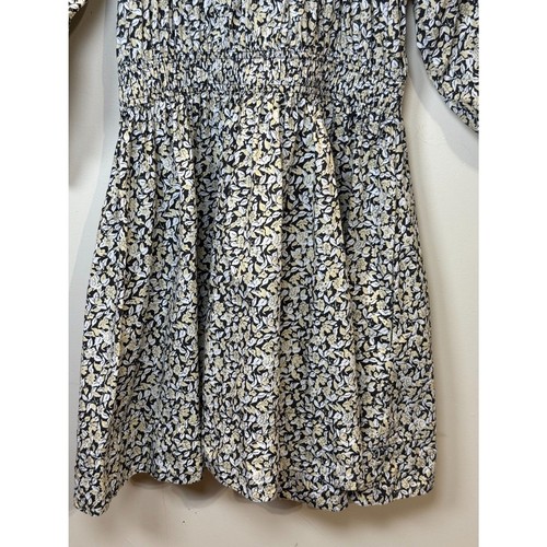 Apiece Apart Women's Size XS Black Beige Cobano Floral Mini Dress Split Neck - 第 6/15 張圖片