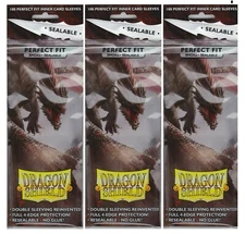 300 Dragon Shield Perfect Fit Inner Sleeves Sealable Smoke brand new