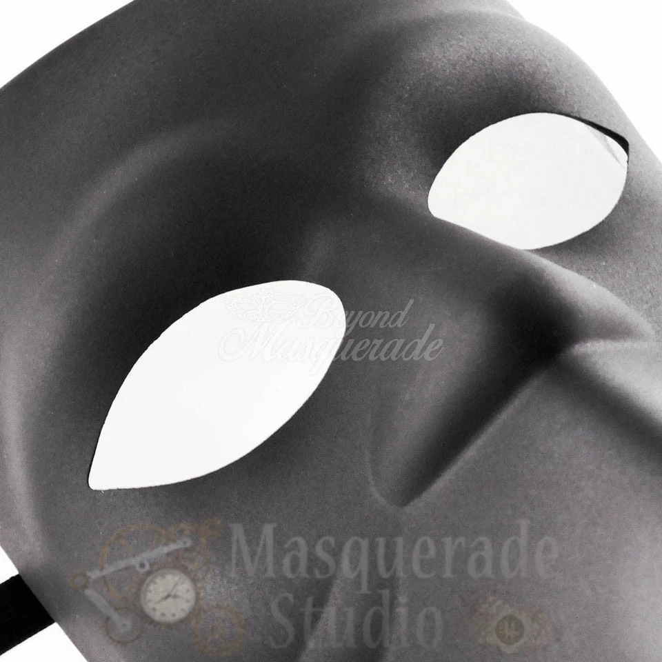 Mens Blank Bauta Venetian Costume Theater Halloween Masquerade Mask [Black] - Image 4 of 4