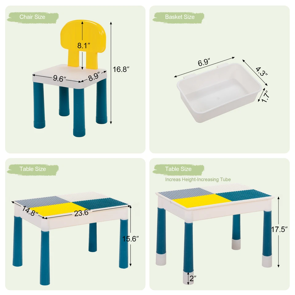 Toddler Activity Table and Chair Set w/ Toy Storage Compatible Building Blocks - Image 3 of 4