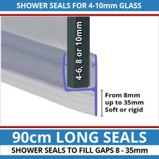 h Fin Seals Shower Bath Enclosure Screen Bottom | For Glass Doors 4-10mm | 90cm