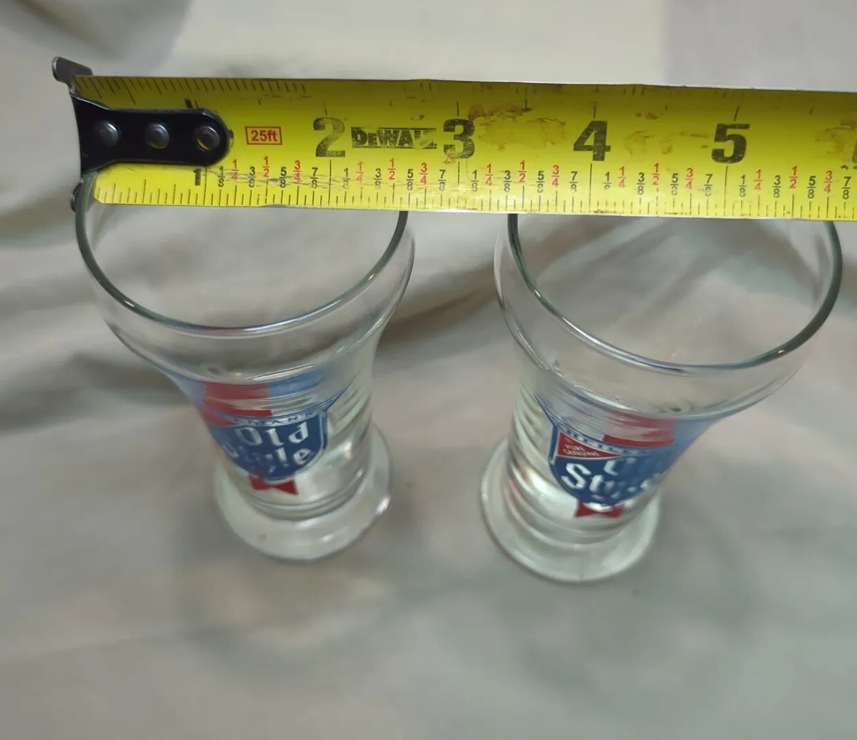 2 Vintage Old Style Beer Small Sham Style Beer Glass 5 1/4" Tall (great