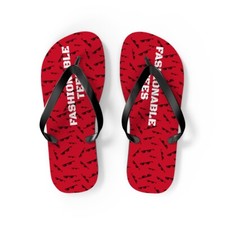 Fashionable Tees Deal With It Pattern Dark Red Flip Flops