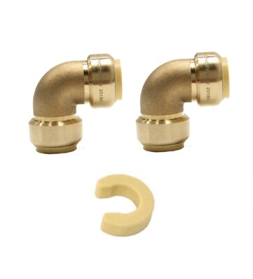 EFIELD 2 PCS 1'' x1'' PUSH FIT ELBOW FITTINGS & DISCONNECT CLIP, LEAD FREE