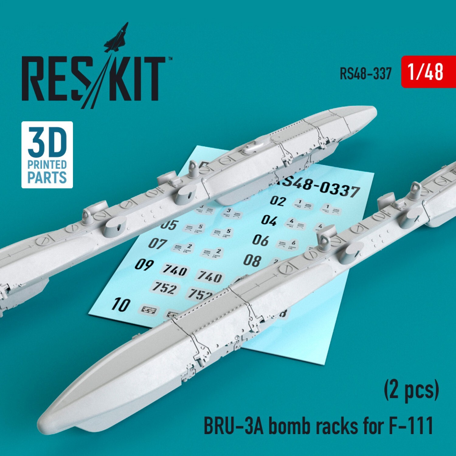 1:48 Scale BRU-3A Bomb Racks F-111 3D Printed ResKit RS48-0337 Set of 2