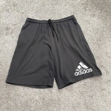 Adidas Sweat Shorts Mens Medium Black Elastic Waist Lounge Casual Pockets Active