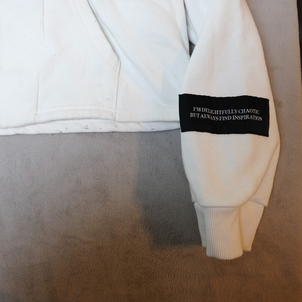 Zara Cropped Sweatshirt Womens M White Pullover Hoodie Focus