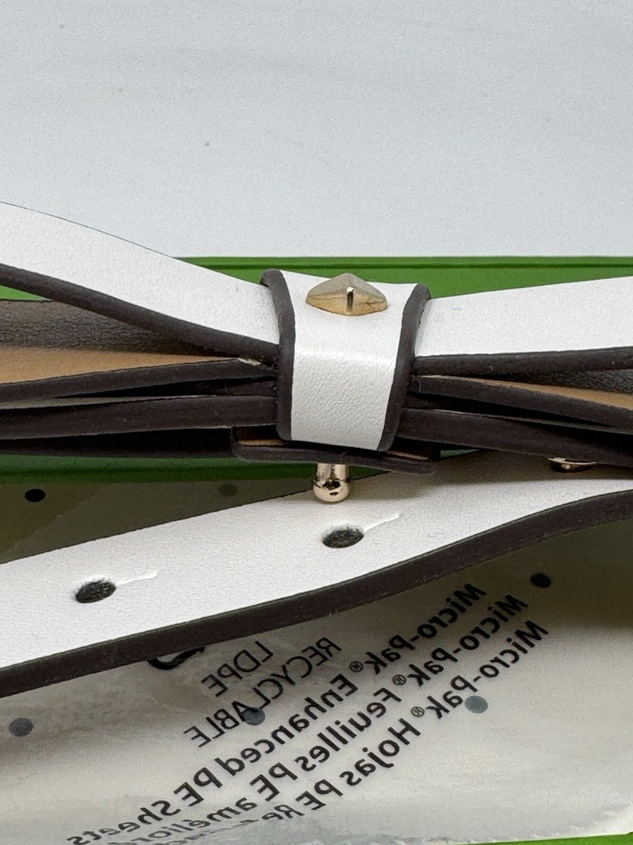 Kate Spade L/XL New York White Womens Skinny Belt with Bow 