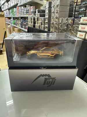 NISSAN SKYLINE GT-R R35 PANDEM ROCKET BUNNY CHROME GOLD BLACK 1/64 BY FUJI MODEL