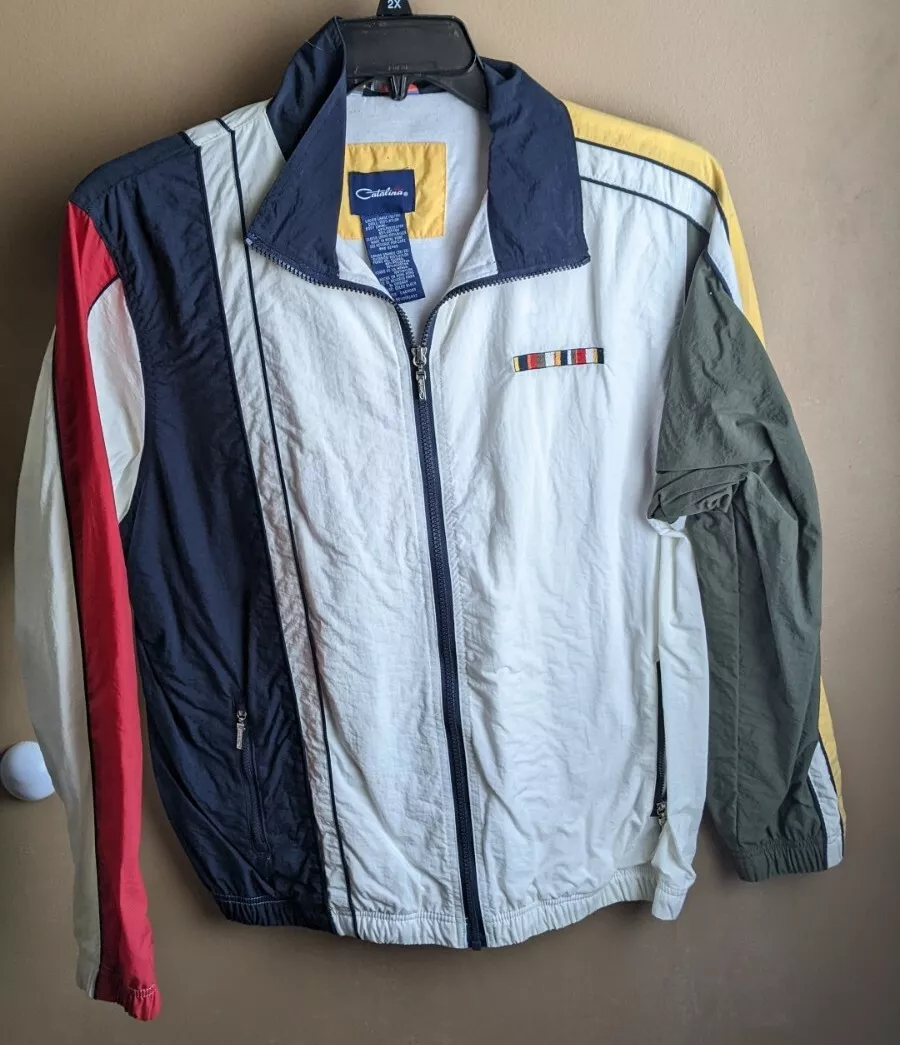 Catalina Womens L Large Vintage Color Block Sport Windbreaker Full