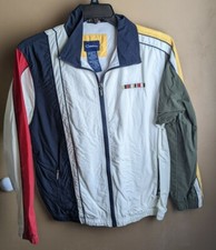 Catalina Womens L Large Vintage Color Block Sport Windbreaker Full Zip Jacket
