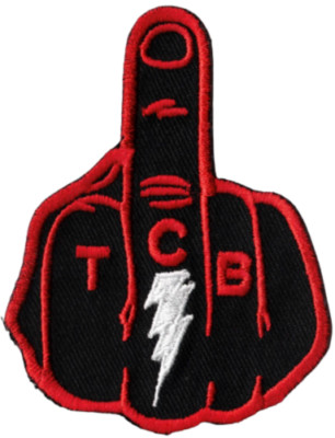TCB Taking Care of Business Middle Finger Patch Red on Black