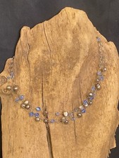 ARTISN MADE MULTI COLOR GENUINE PEARL & CRYSTAL  3 LAYER ADJ NECKLACE 15.5-17?