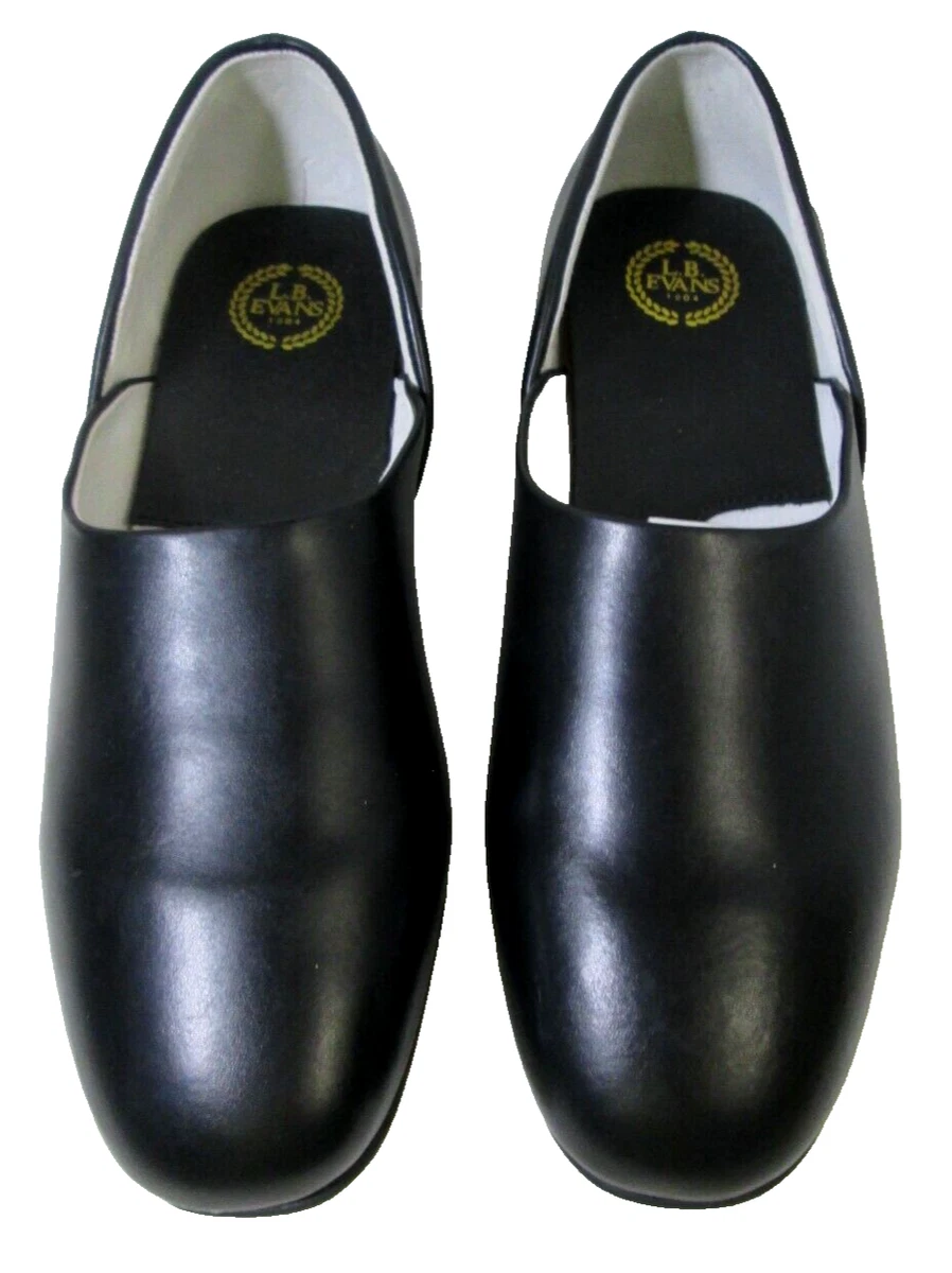 NEW L.B. Evans Radio Tyme Mens Black Leather Casual Slippers 8345