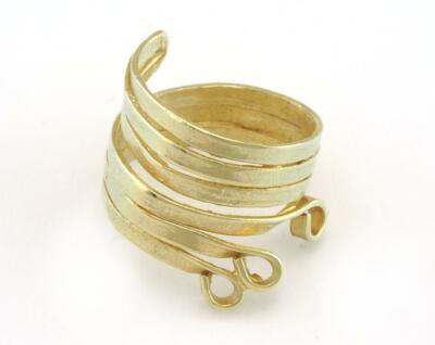 Loop Wrap Adjustable Ring Raw brass 7US Stripes Women Boho 