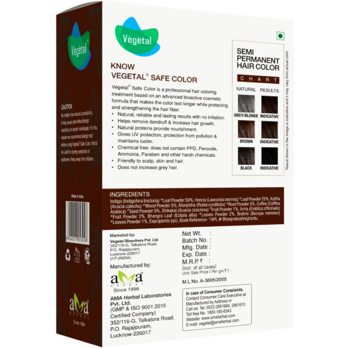 3X Safe Color 100gm Dark Brown Natural Organic Hair Dye No PPD Allergy Vegetal - Picture 2 of 5