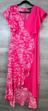 New C. Wonder Faux Wrap Dress Womens Large Hot Pink Japanese Print Sleeveless