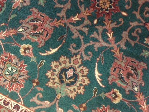 4’ X 4’ Square Green Red Hand Knotted Oriental Area Rug Wool Hallway Foyer - Picture 9 of 12