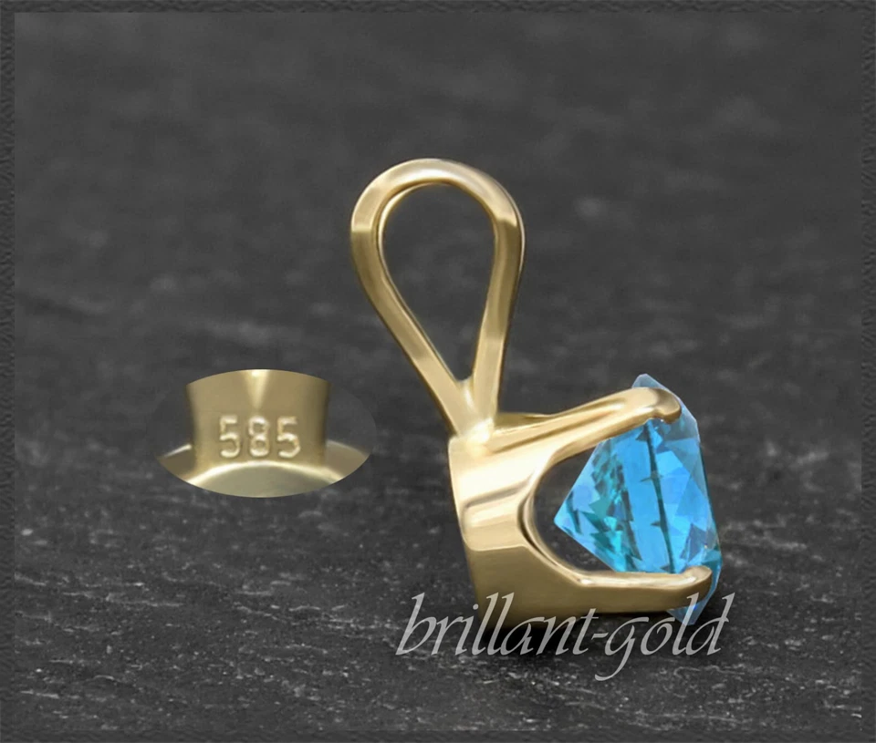 Anhänger mit aquamarin-blauer Topas 4, 5, 6, 7 mm, 585 Gold; Gelbgold, Weißgold - Bild 4 von 4