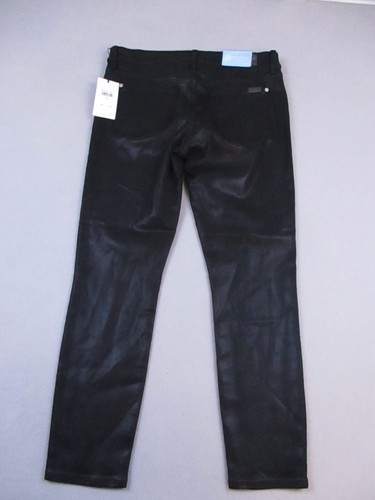 Jeans 7 For All Mankind The Ankle Skinny Maternity 29 neri lucidi cera nuovi con etichette - Foto 11 di 13