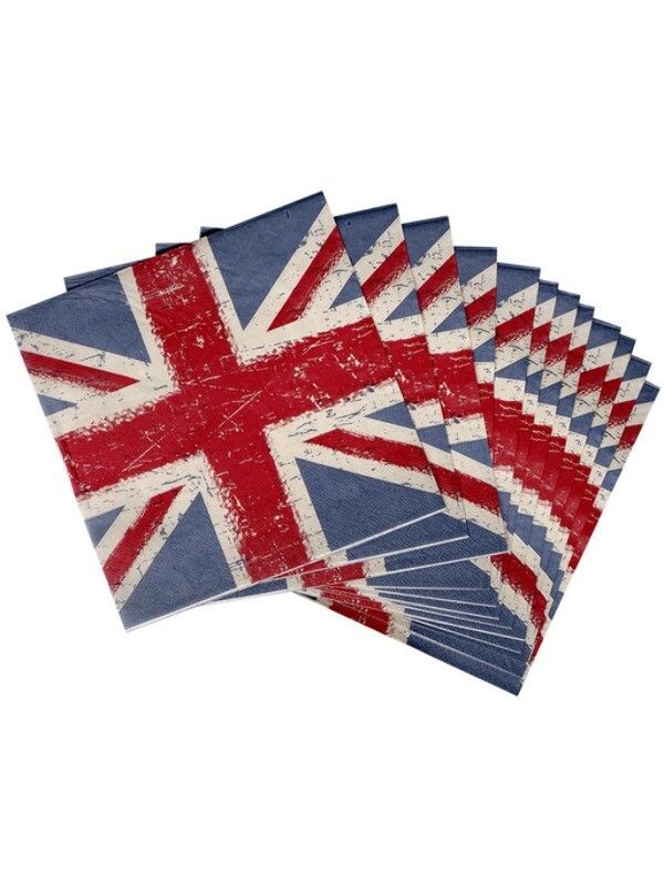 D-Day VE Day Royal Event Vinatge Union Jack Paper Napkins 16pk 33x33cm