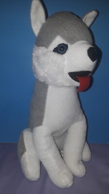 Fun & Fun Toys Gray & White Wolf Husky Pup Plush 11'' Stuffed Animal