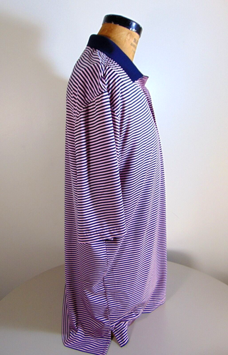 Foot Joy Golf Polo Shirt Men's Extra Large Pink Blue Stripes Keene Country Club - Picture 5 of 7