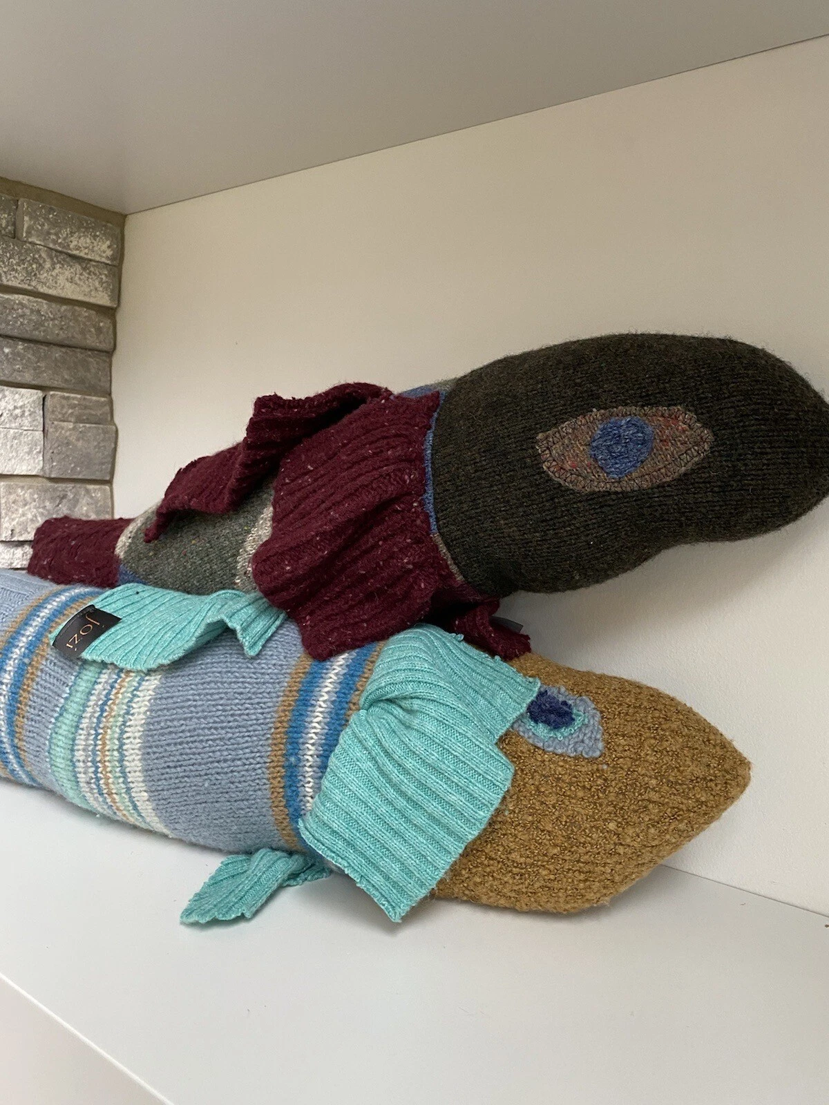 Sweater Figural Fish Throw Pillow Plush Stuffed Doll JOZI - Set Of 2